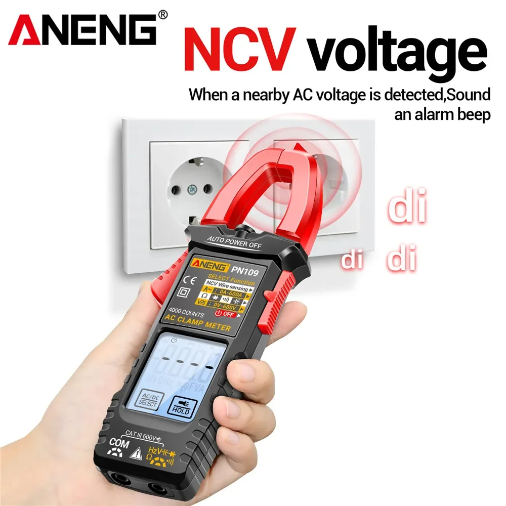 Smart Clamp Meter Multimeter 4000 Count Digital 600A High Current Professional Non-contact Measurement NCV Induction ANENG PN109