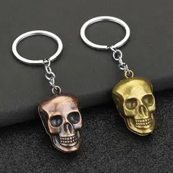 Vintage Metal Skull Keychain Gothic Death'S Head Shaped Keyring For Unisex Backpack Car Key Pendant Accessories Halloween Gift