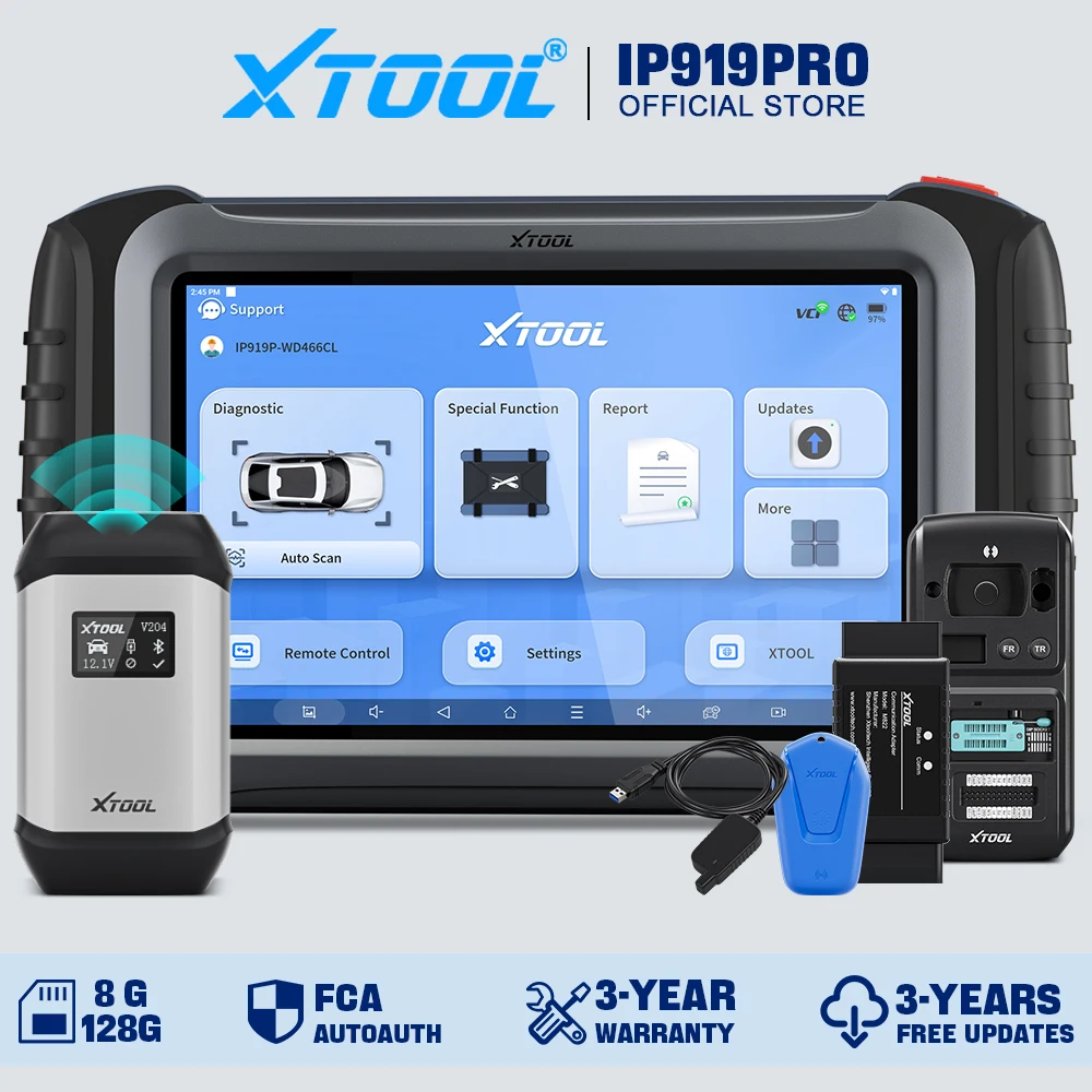 XTOOL InPlus IP919Pro Full Set With KC501 KS01 SK1 M822 Automotive Scanner Bluetooth Diagnostic Tools ECU Programming Add FCA