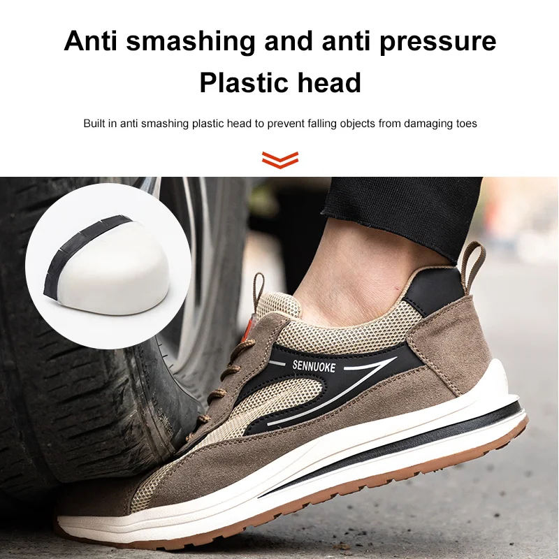 Chaussures de sécurité légères pour hommes, baskets de travail, chaussures de sport, orteils en acier, arbre, expédition, sécurité hémisphale, tennis