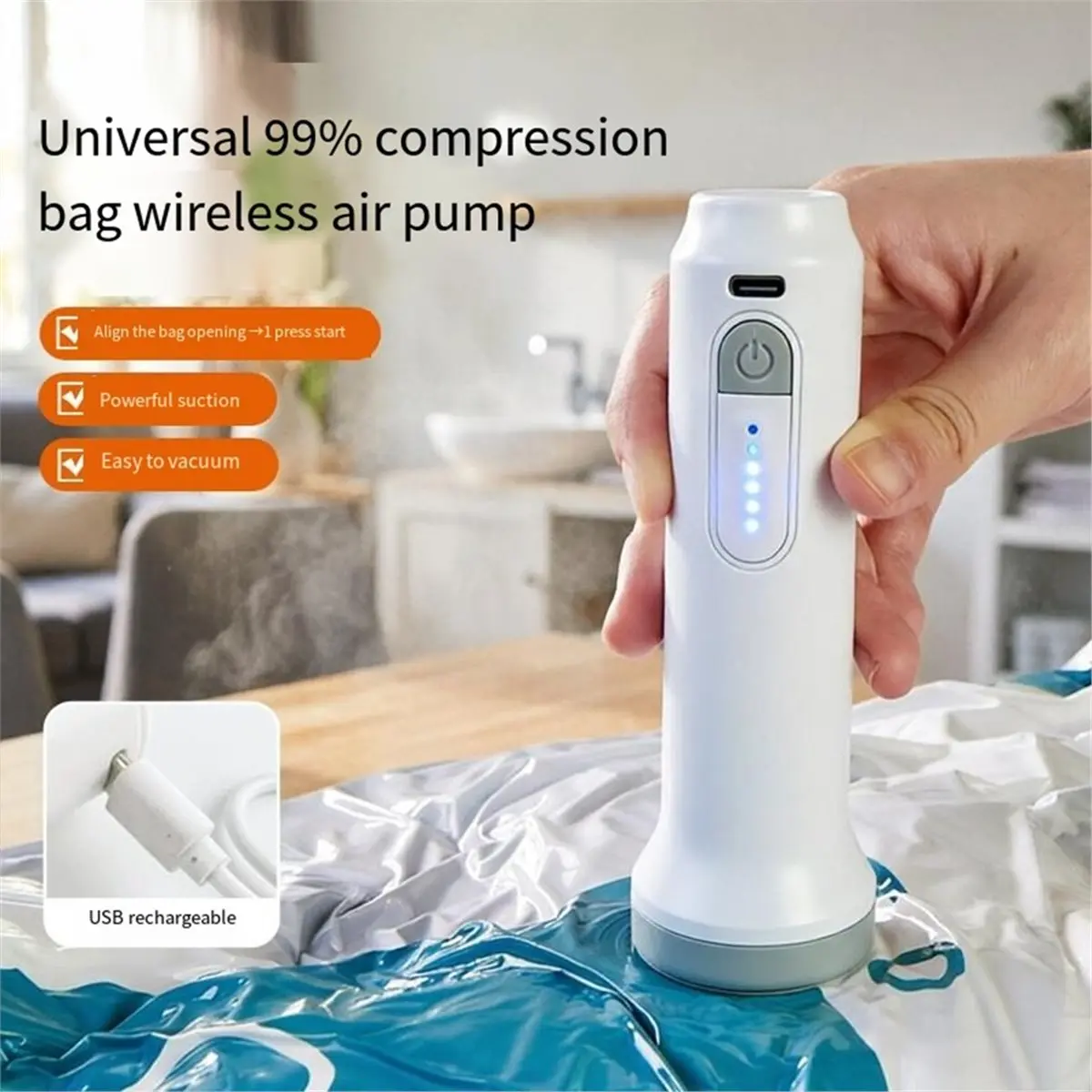 belong Cordless Electric Vacuum Pump for Storage Bags, Portable Type-C Charging Travel Vacuum Bags with Pump