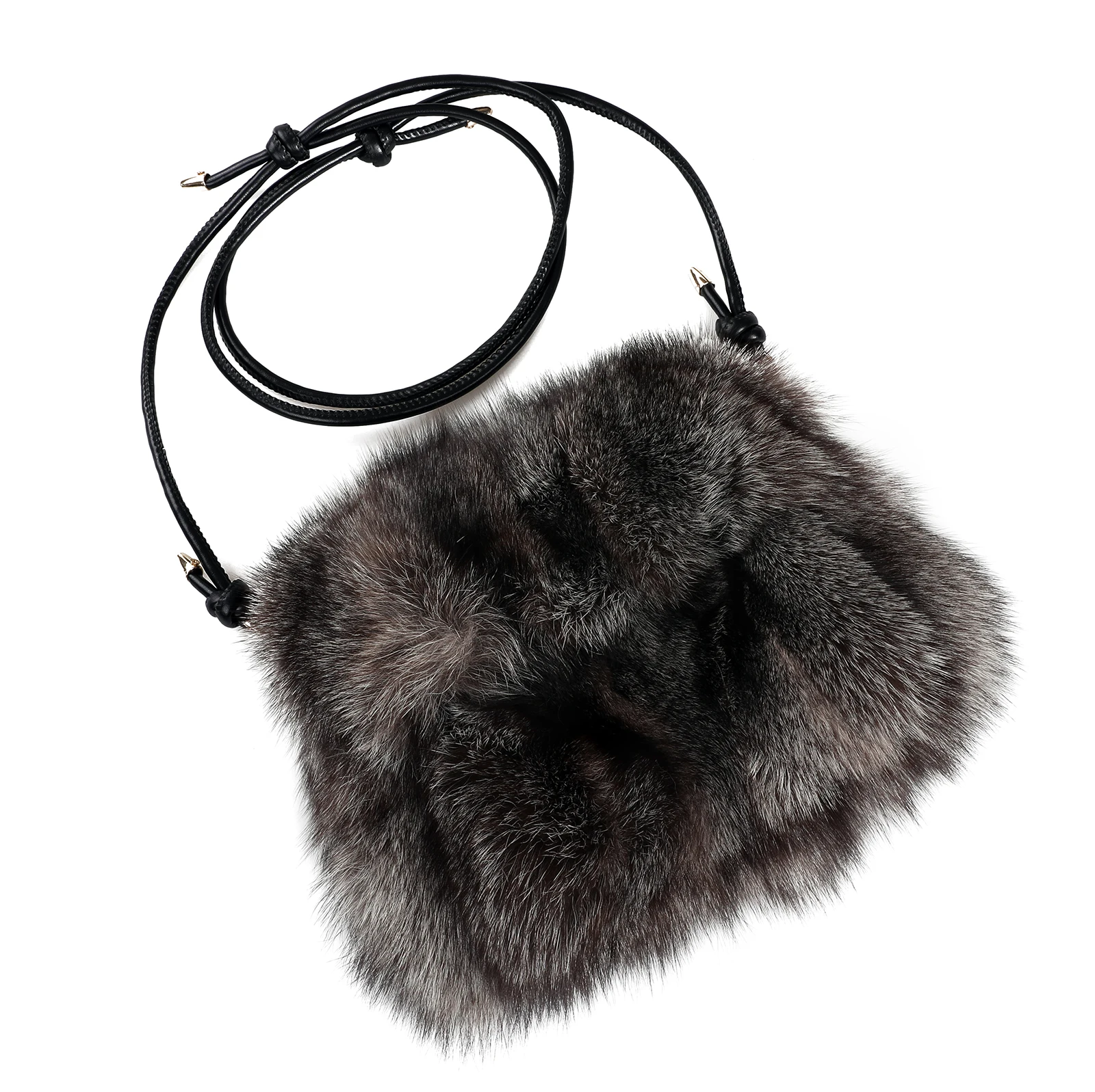 Women\'s Genuine Fox Fur Tote Purse Bag Shoulder Small Handbag Fashion