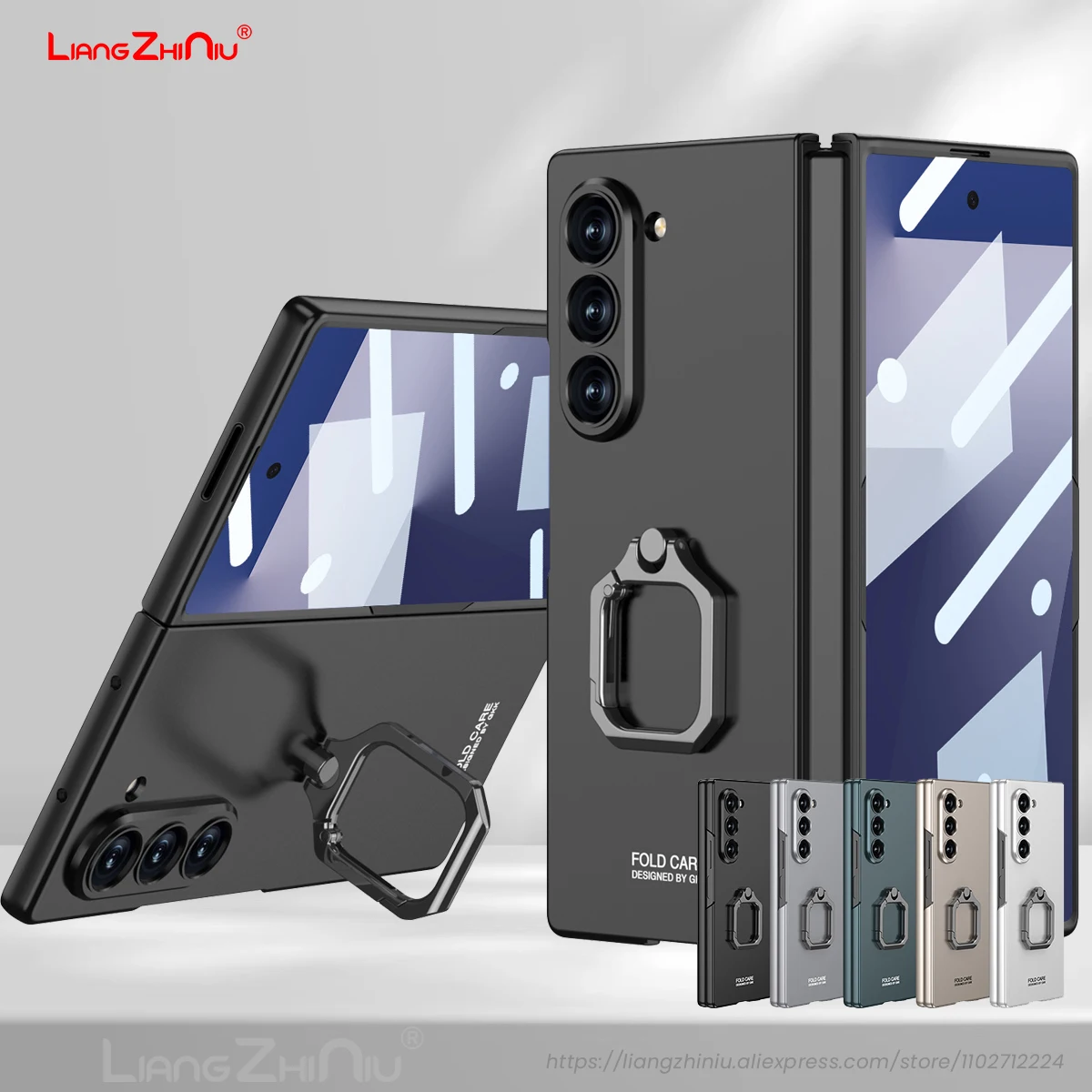 

Чехол для телефона Samsung Galaxy Z Fold 7, металлическое кольцо на палец, поворотная подставка, мембранная рамка для экрана, встроенный ультратонкий жесткий чехол для ПК