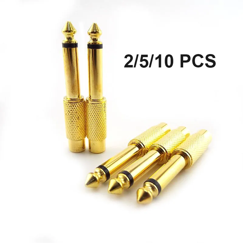 6.35mm 1/4 "Male Mono Plug naar 6.5mm RCA Vrouwelijke Jack Audio Stereo Adapter Connector Plug TS Sound Mixer Converter Vergulde B3