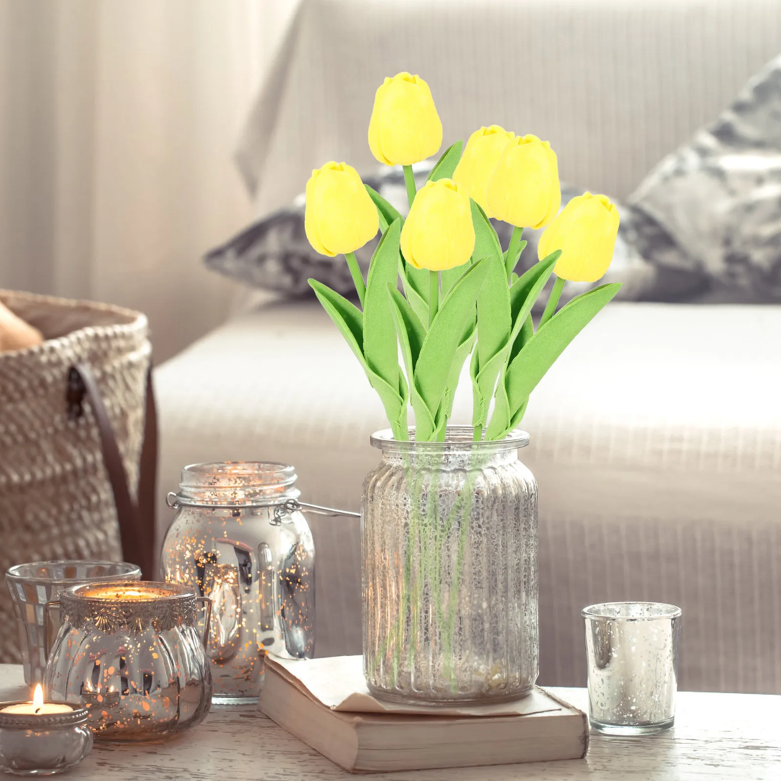 

10pcs Artificial Tulip Flowers Realistic Home Decor Wedding Centerpieces Faux Flower Arrangements Simulation Tulips