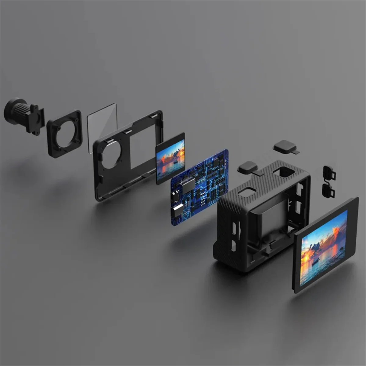 WiFi Anti-Shake 5K Action Camera Dual Screen 170° Portable HD Camera Diving Anti-Shake Waterproof Mini Action Camera