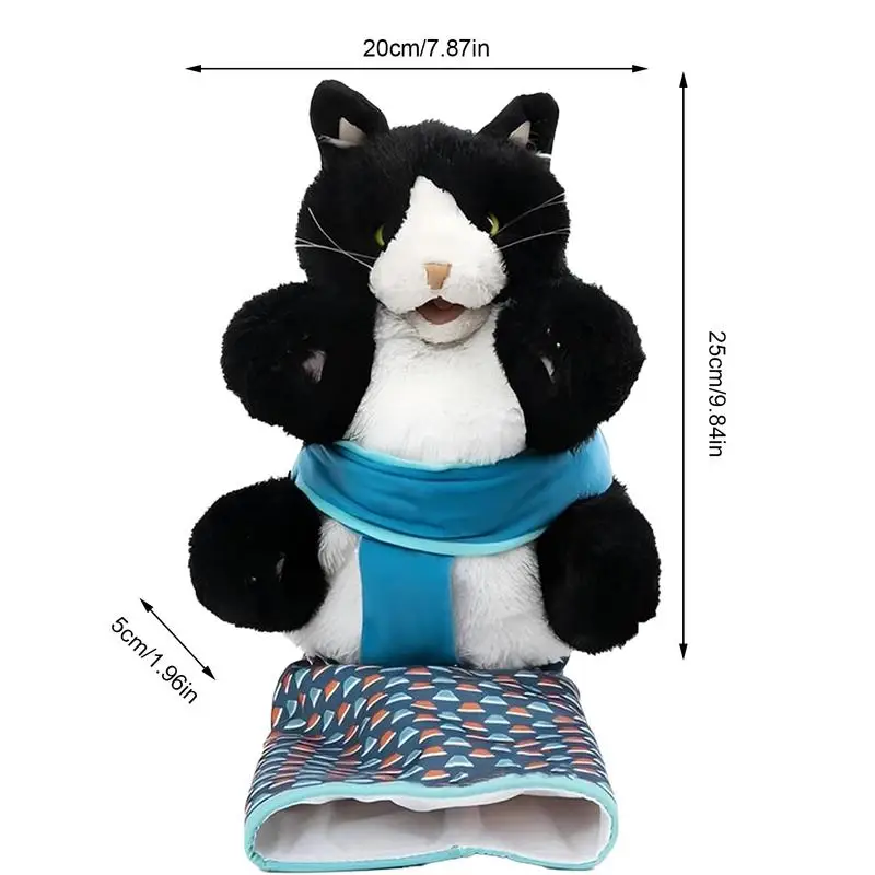 หุ่นแมวนักมวยปล้ํามวยปล้ําถุงมือนิ้วมือ Story Puppet Soft Plush Cat มวยปล้ําของเล่นสัตว์ถุงมือมือ Interactive เล่นของเล่น