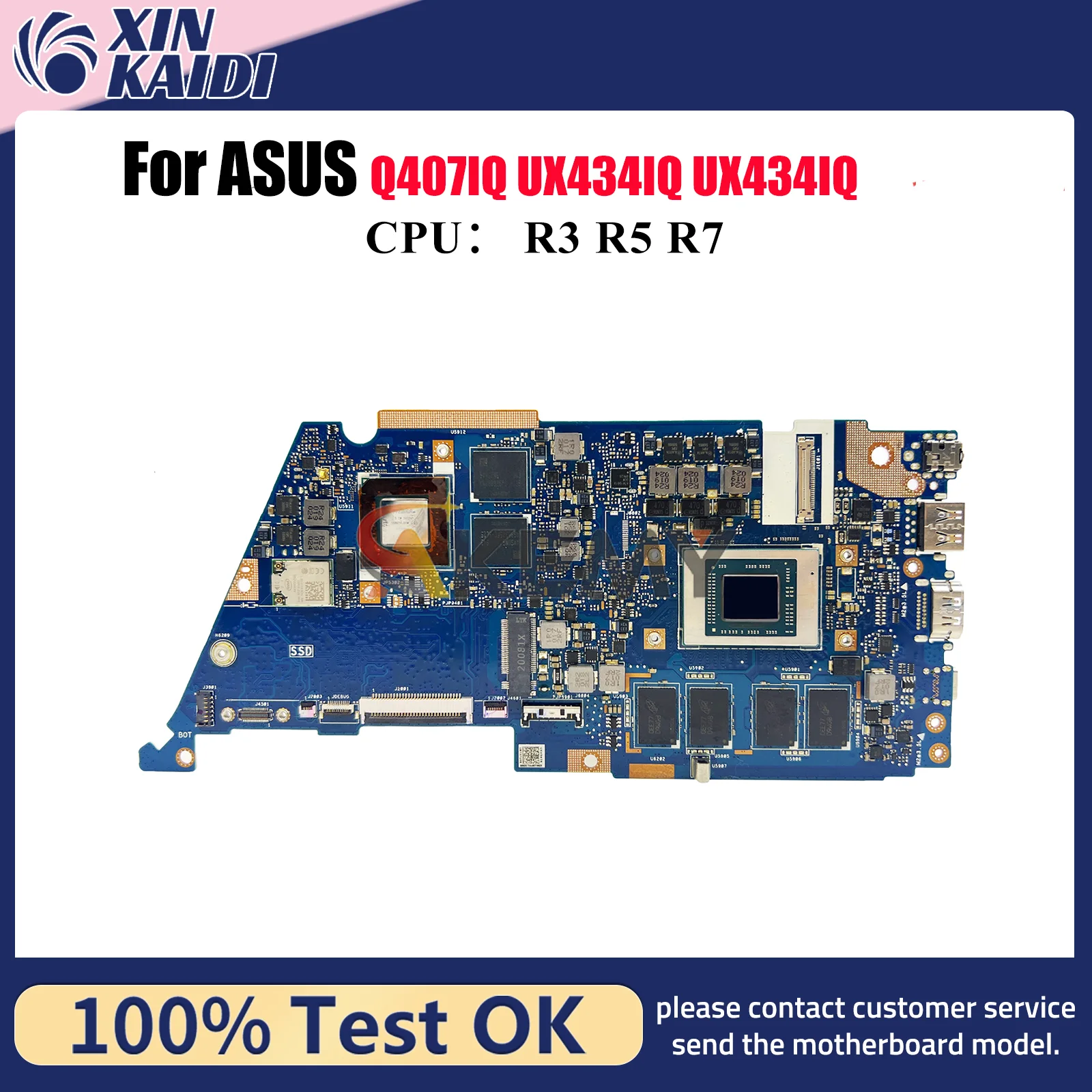 

Материнская плата UX434IQ для ноутбука ASUS ZenBook UX434I Q407IQ UX434IQ с процессором R3 R5 R7, 100% тестирование, ОК, быстрая доставка