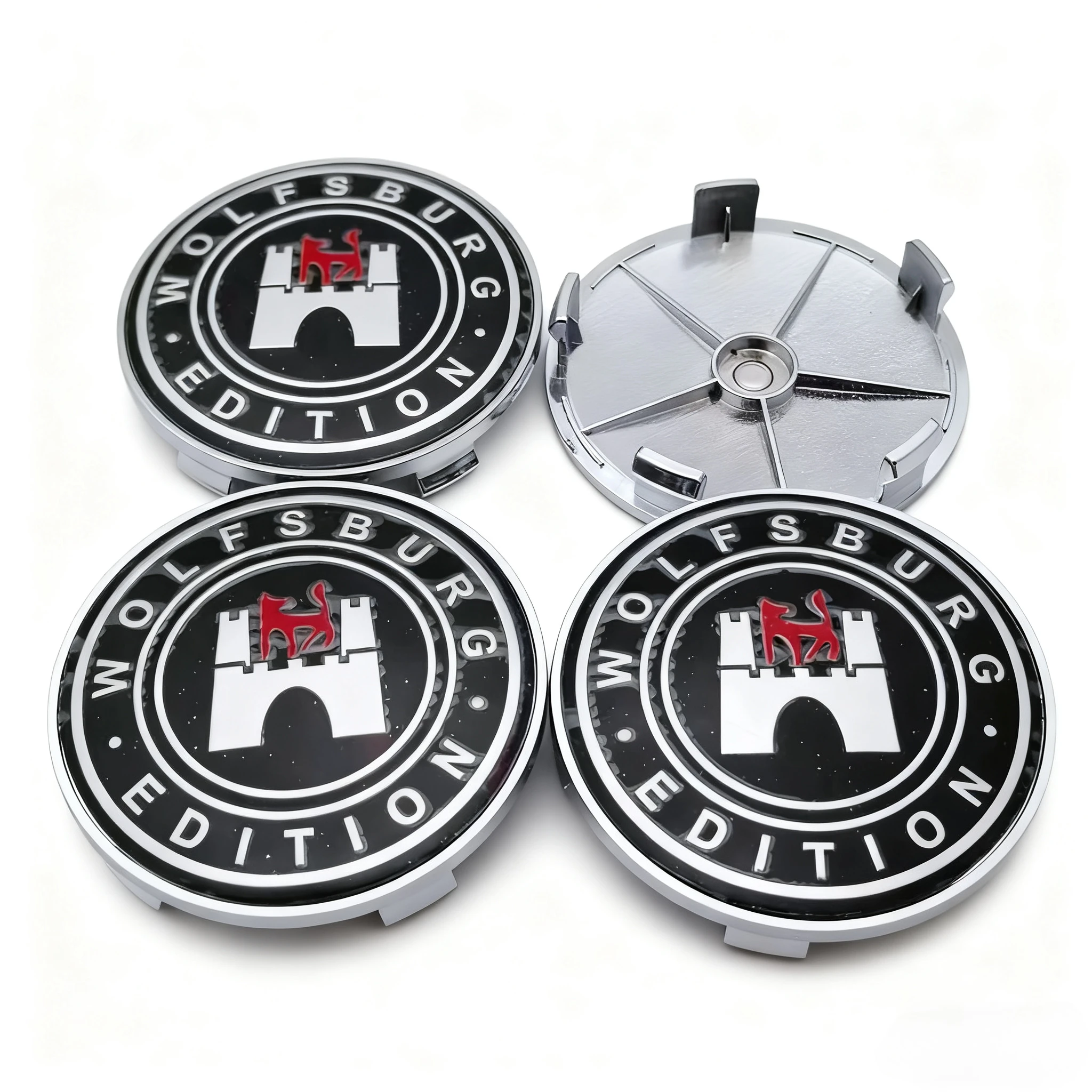 4 قطعة شعار وولفسبورغ شعار سيارة عجلة مركز قبعات 68 مللي متر 63 مللي متر عجلات غطاء محور الذئب شارة حافة Hubcaps غطاء استبدال اكسسوارات السيارات #5