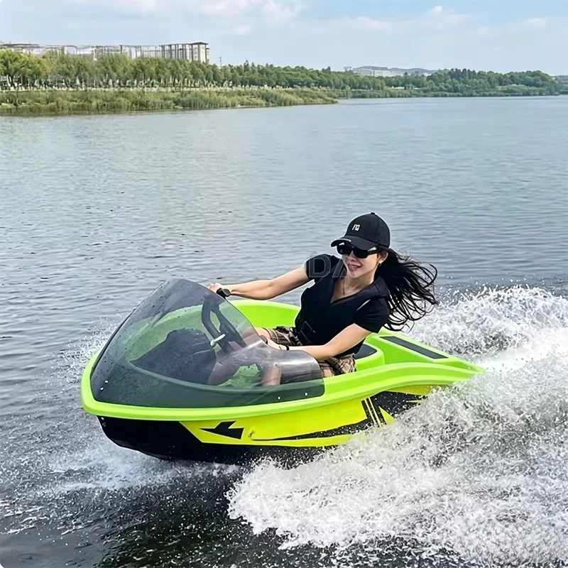 Outdoor Water Recreation Lightweight Electric Mini Jet Ski Boat with 2 Seats 50km/h Speed ABS Material