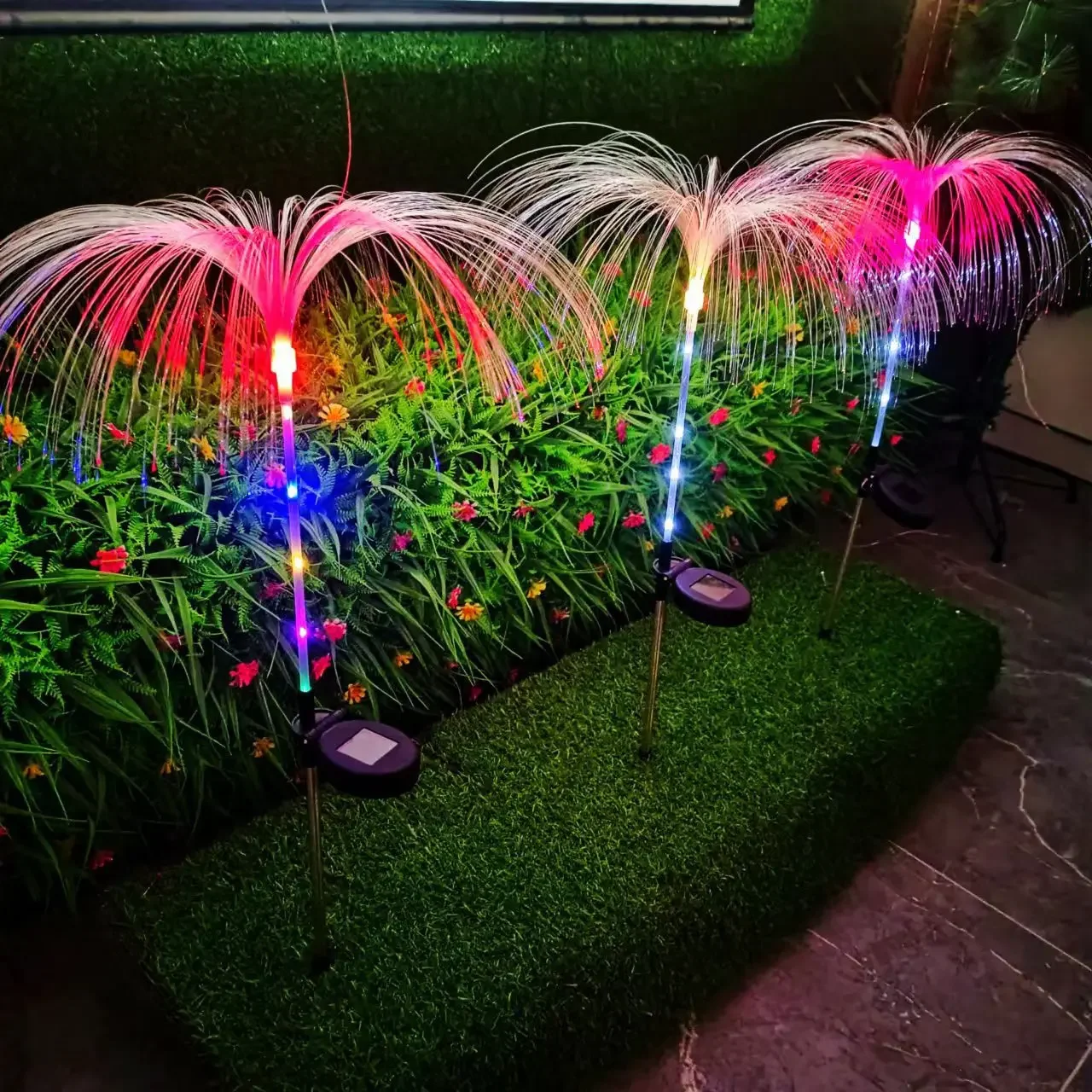 Lâmpada solar de água-viva, à prova d'água, jardim ao ar livre, gramado, lâmpada decorativa, atmosfera de pátio, plug in, lâmpada decorativa colorida