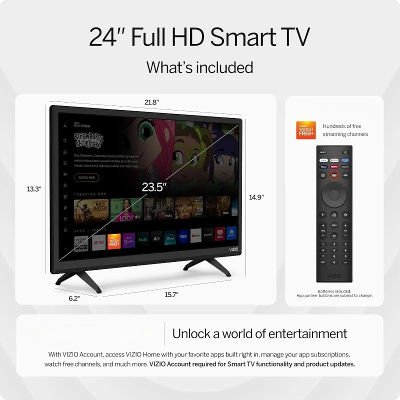 24인치 D-시리즈 풀 HD 1080p 스마트 TV 애플 에어플레이 및 크롬캐스트 내장, 알렉사 호환, D24f-J09