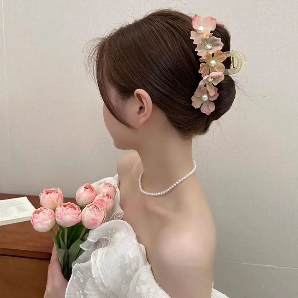 

Cloth Flower Hair Claw Simulated Flower Ponytail Holder Sweet Hair Catches Hair Accessories Korean Style Hair Crab Clip Girl