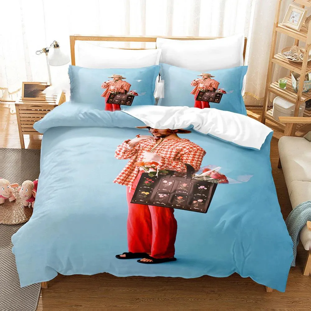 3PCS Single-sided Bunny Printed Comforter Bedding Sets Comfortable Bedspreads Comforter Duvet Bedding Birthday Gift King Queen