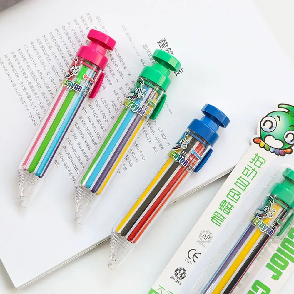 8in1 Funny Graffiti Tool Painting Pens Children Push Style Highlighter Marker Pen Oil Pastel Multicolor Crayons Colored Pencil