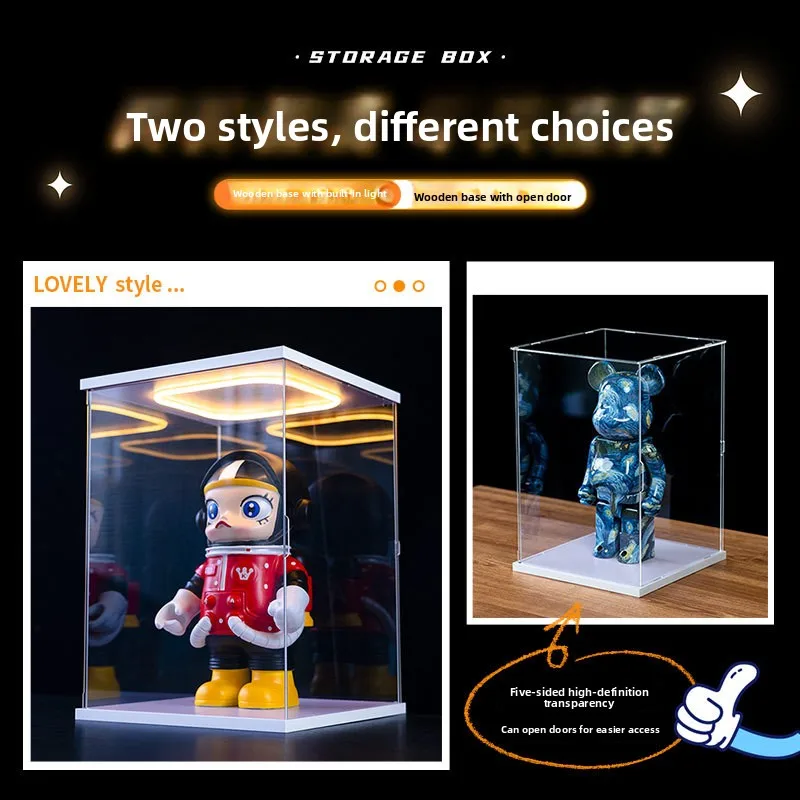 

ZIM Le Figurine Display Case Bubble Monster Angel Dustproof Living Room Adult Plastic Storage Organizer Front Opening