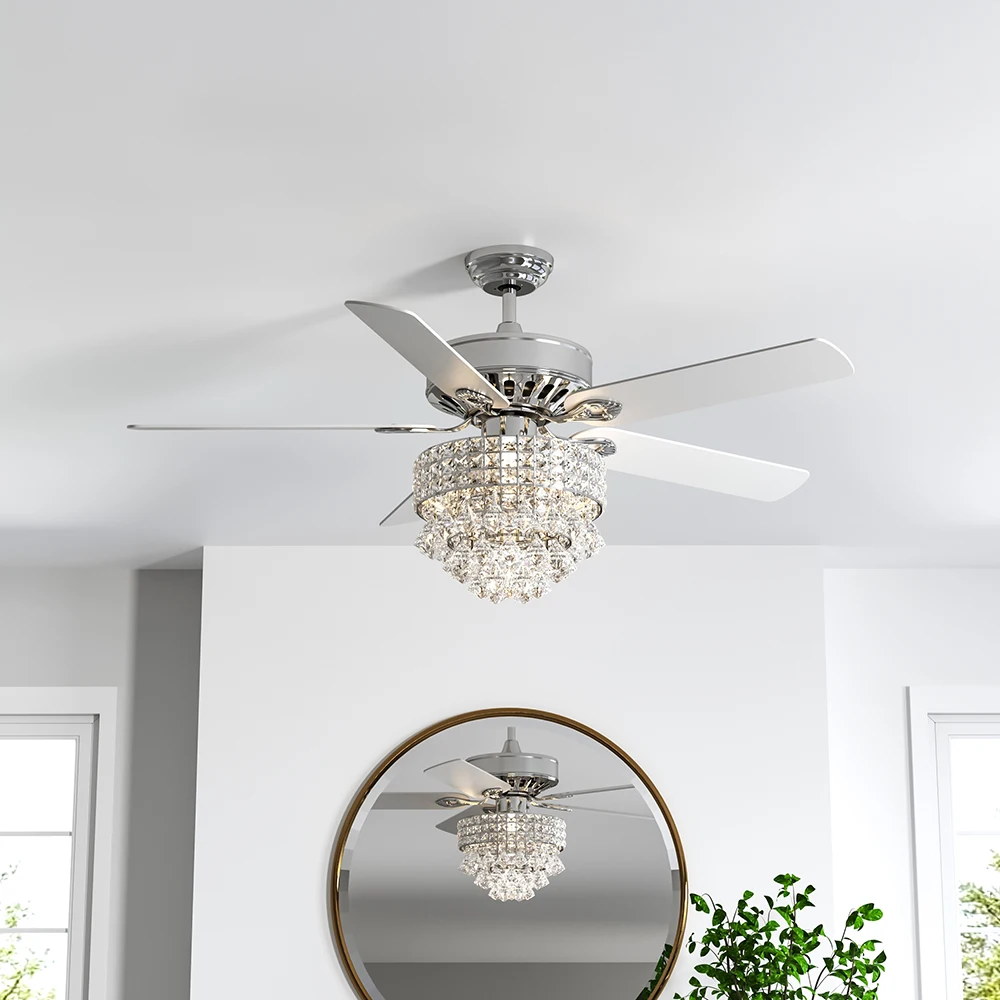 52 Inch Chandelier Ceiling Fan Light with 5 Blades and Remote Control