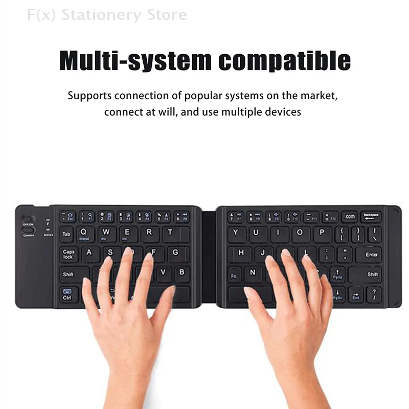 Two Folding Wireless Bluetooth Keyboard Mini Portable Keyboard Three Systems Multi-Function Universal