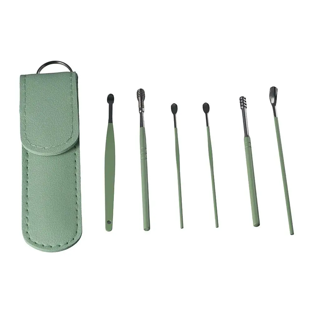 Keychain Holder Ear Cleaning Tool Stainless Steel Ear Pick Spoon Earwax Remover Ear Wax Pickers Ear Cleaner Kit Earpick Sticks
