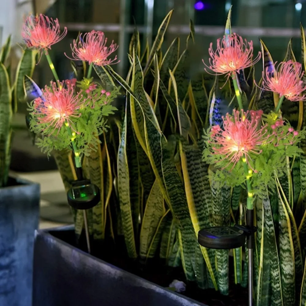 1PC3-Kopf-Solar-Blumen-Boden-Steckleuchte, geeignet für Rasen-, Garten- und Hofdekoration