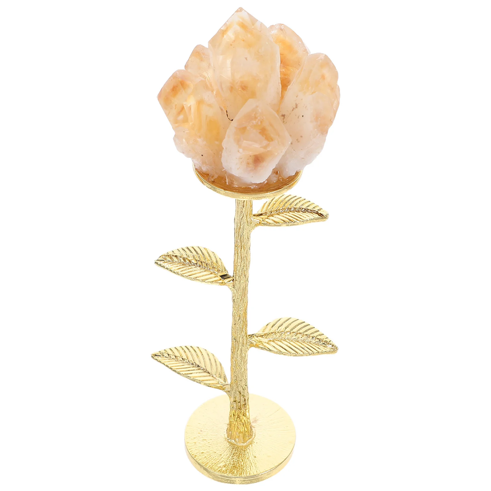 

Flower Ornament Citrine Quartz Metal Stem Faux Floral For Flowers For Decoration Home Office Desk Wedding Table Decor