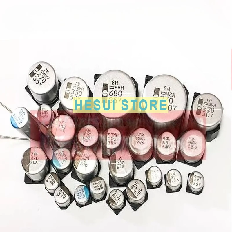 10Pcs Black diamond chip electrolytic capacitor 50v100UF HXA mixed, polymer HHXA500ARA101MJA0G