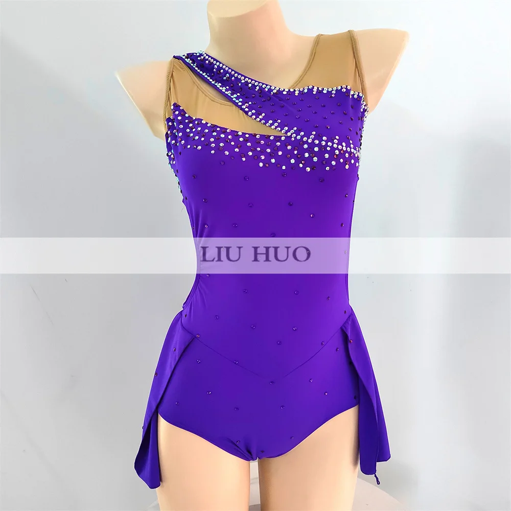 LIUHUO-Justaucorps de yoga aérien pour femmes et filles, vêtements de pole phtalperformance, costume de danse, violet, verre, adulte