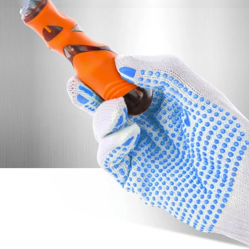 Non-slip Cotton Polyester String Knit Safety Protection Work Gloves, Painter Mechanic Industrial Gardening Warehouse With Dots