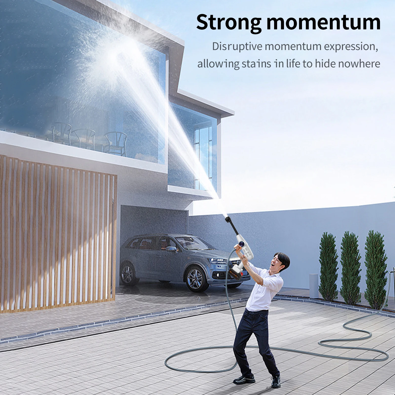 High Pressure Washer Machine Cordless Power Washer with Rechargeable Battery 6 in1 Nozzles for Car Fence Floor Cleaning Watering