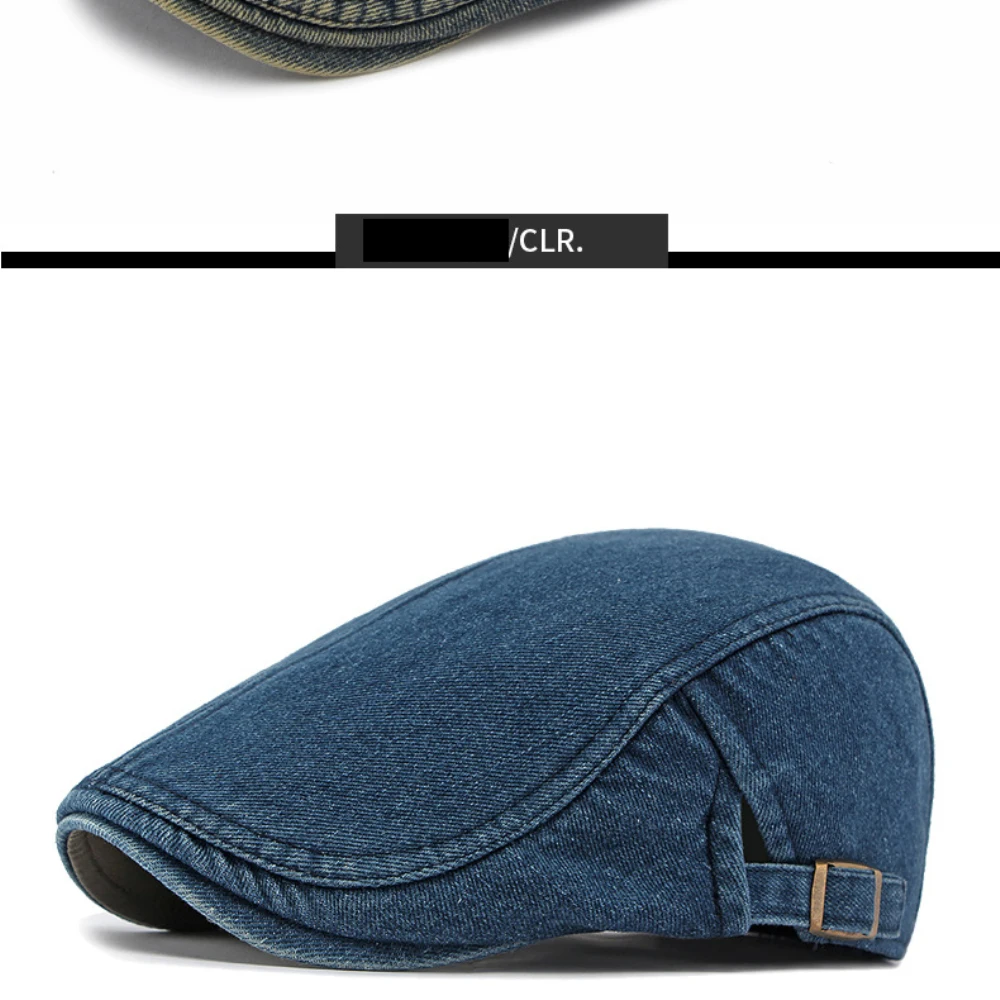 HT5155 Herren- und Damen-Baskenmütze, Künstler-Malermütze, Denim-Ivy-Flatcap für Damen und Herren, 2026 Neue Herbst-Winter-Fleece-gefütterte Denim-Baskenmütze – Detail 14