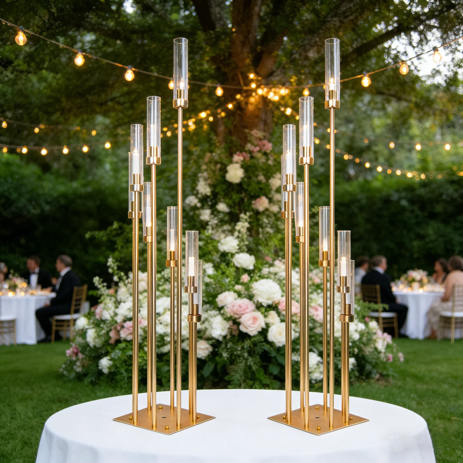 5/12Pcs Gold Metal Candelabra 8 Heads Candle Holders Centerpiece for Wedding Birthday Engagement Housewarming Decor