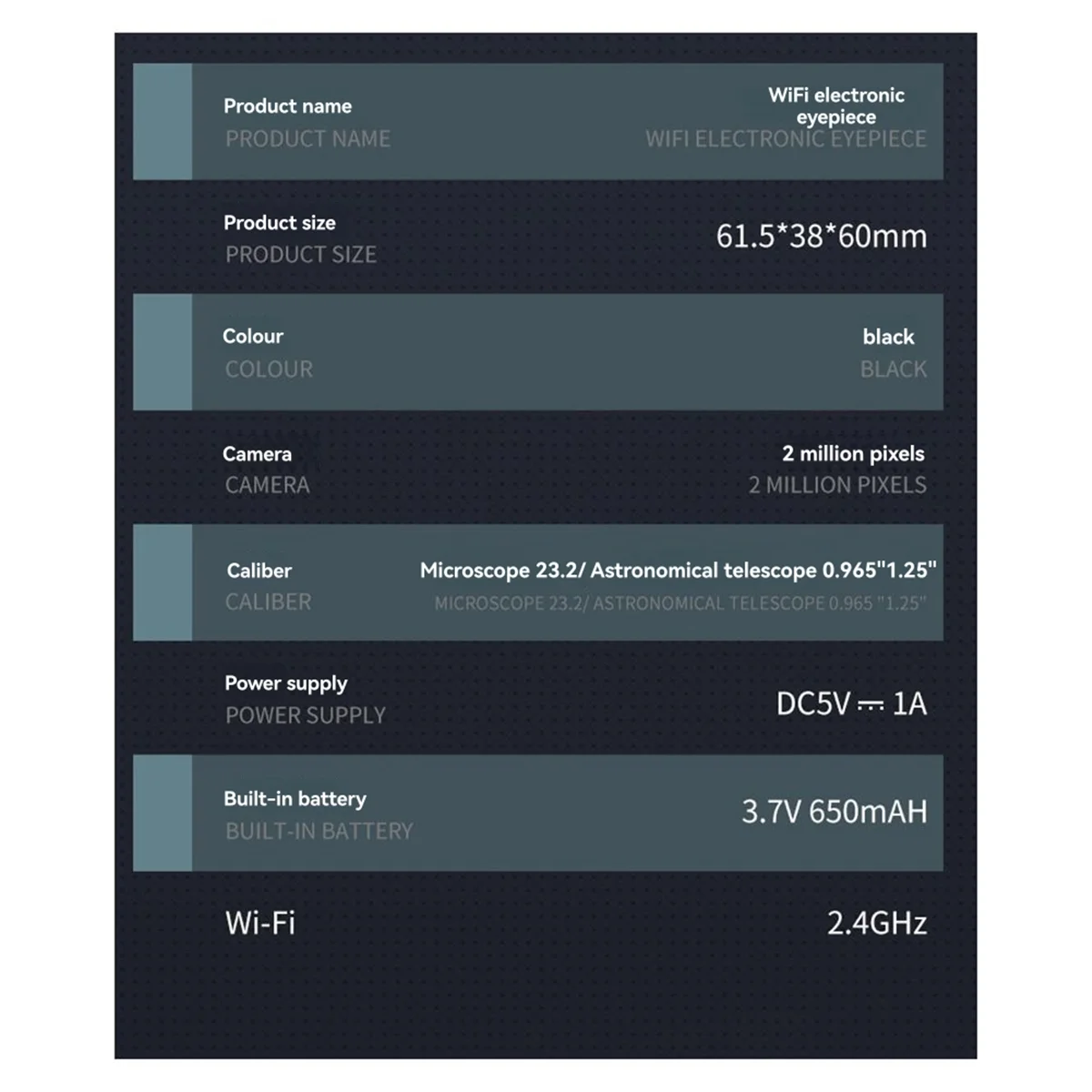 B74A New 2.4GHZ 2 Million Pixels Microscope Astronomical Telescope HD Electronic Eyepiece Photo Recording WiFi Phone Computer