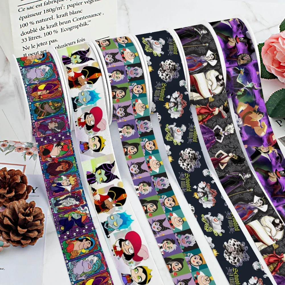 

Disney Villains Character Printed Grosgrain Ribbon /Satin for Gift Wrapping Wedding Party Decoration 10 Yards