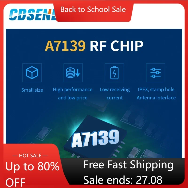 A7139 RF Module 433MHz 470MHz Wireless Module CDSENET E41-400M20S / Stamp Antenna Hole SPI Wireless Transceiver and Receiver