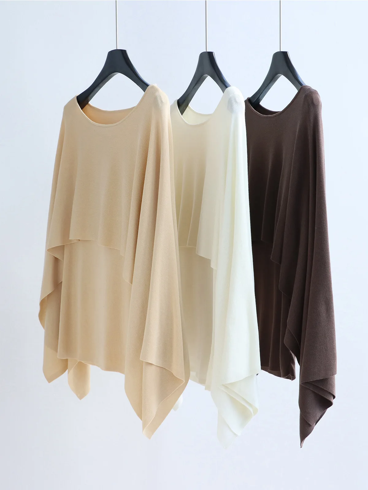 Dave&Di Knitted shirt, fake two piece cape style round neck cover, lazy French pullover top for women