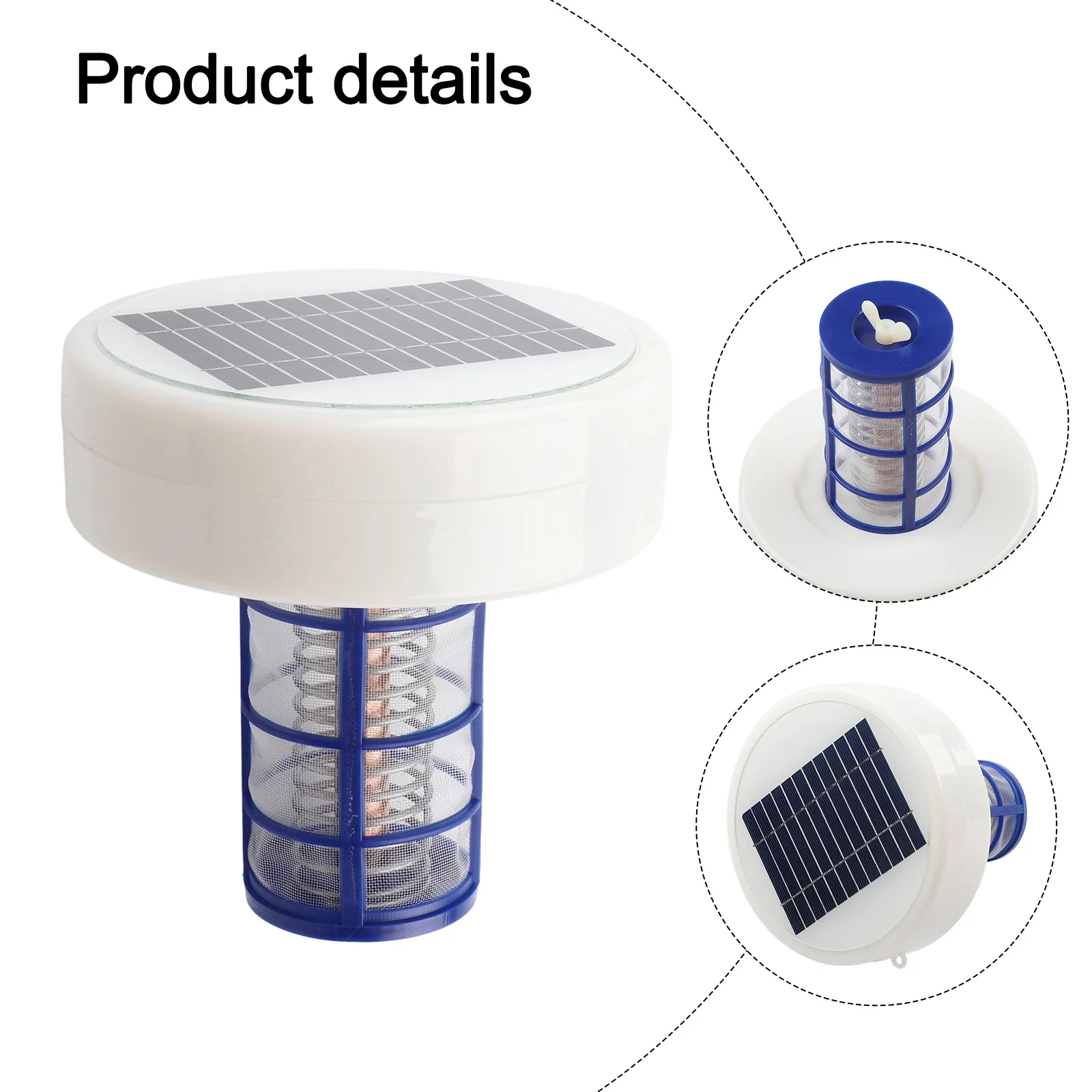 Outdoor Solar Ionizer for Pool and Spa Water Treatment Compatible with Concrete for pebble Quartz and for tile Surfaces