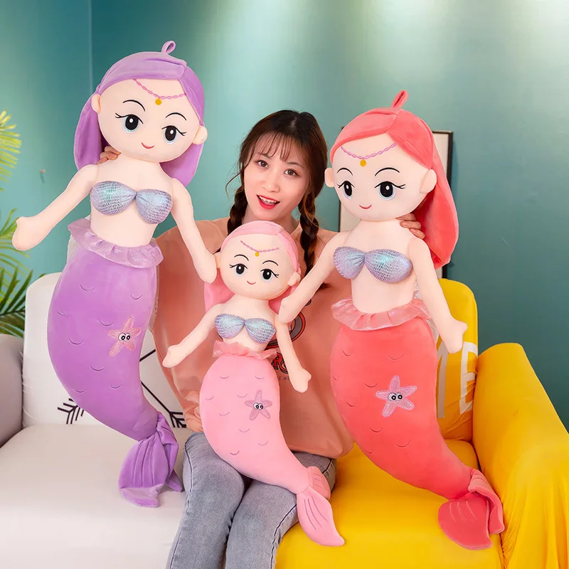 

120cm Cartoon Multi Size Kawaii Mermaid Plush Toys Soft Animal Pillow Stuffed Toy Princess Dolls Children Girls Birthday Gifts