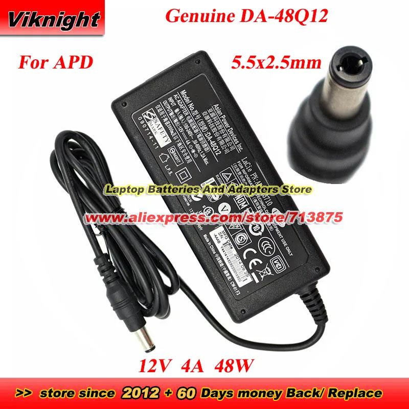 Genuine for APD DA-48T12 DA-48Z12 DA-48Q12 DB-48A12 AC Adapter 12V 4A 48W Charger for BROTHER VC-500W EX2 ULTRA LS20DE PR2100