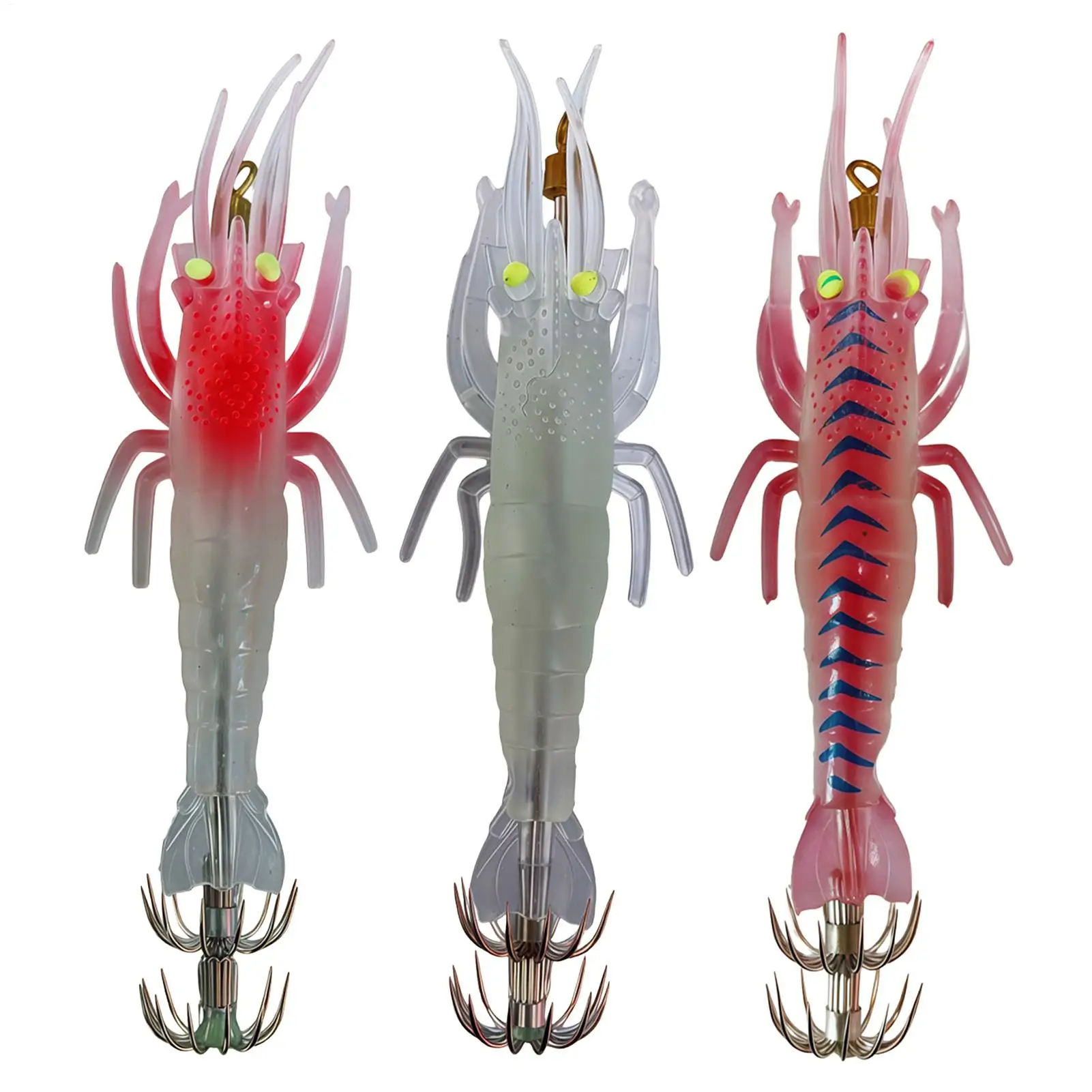Garnelenförmiger Tintenfischköder für Salzwasser, Leuchtender Realistischer Tintenfischköder, Sepiaköder zum Jiggen, Oktopus-Angelköder