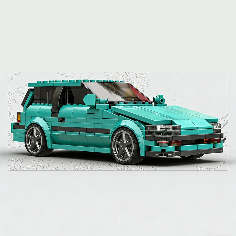Speed Racing Car Model MOC Building Bricks Green Compact Car Modular Technology Children Holiday Gifts Assemble Toy Suit