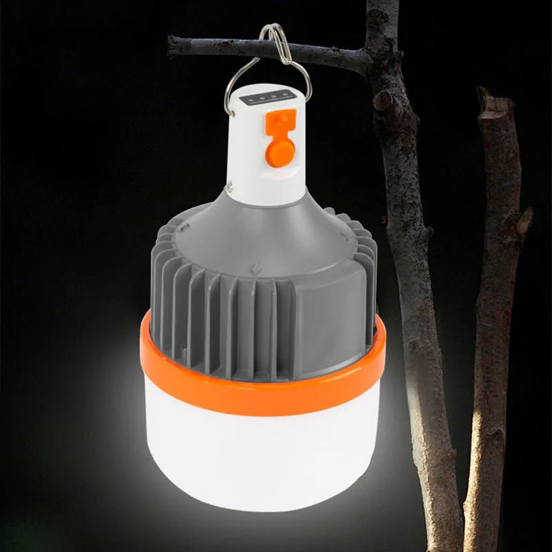 Bombillas LED recargables por USB para exteriores, luz de emergencia de 150W, gancho para acampar, pescar, linterna portátil, luces nocturnas, LT078, 1 unidad