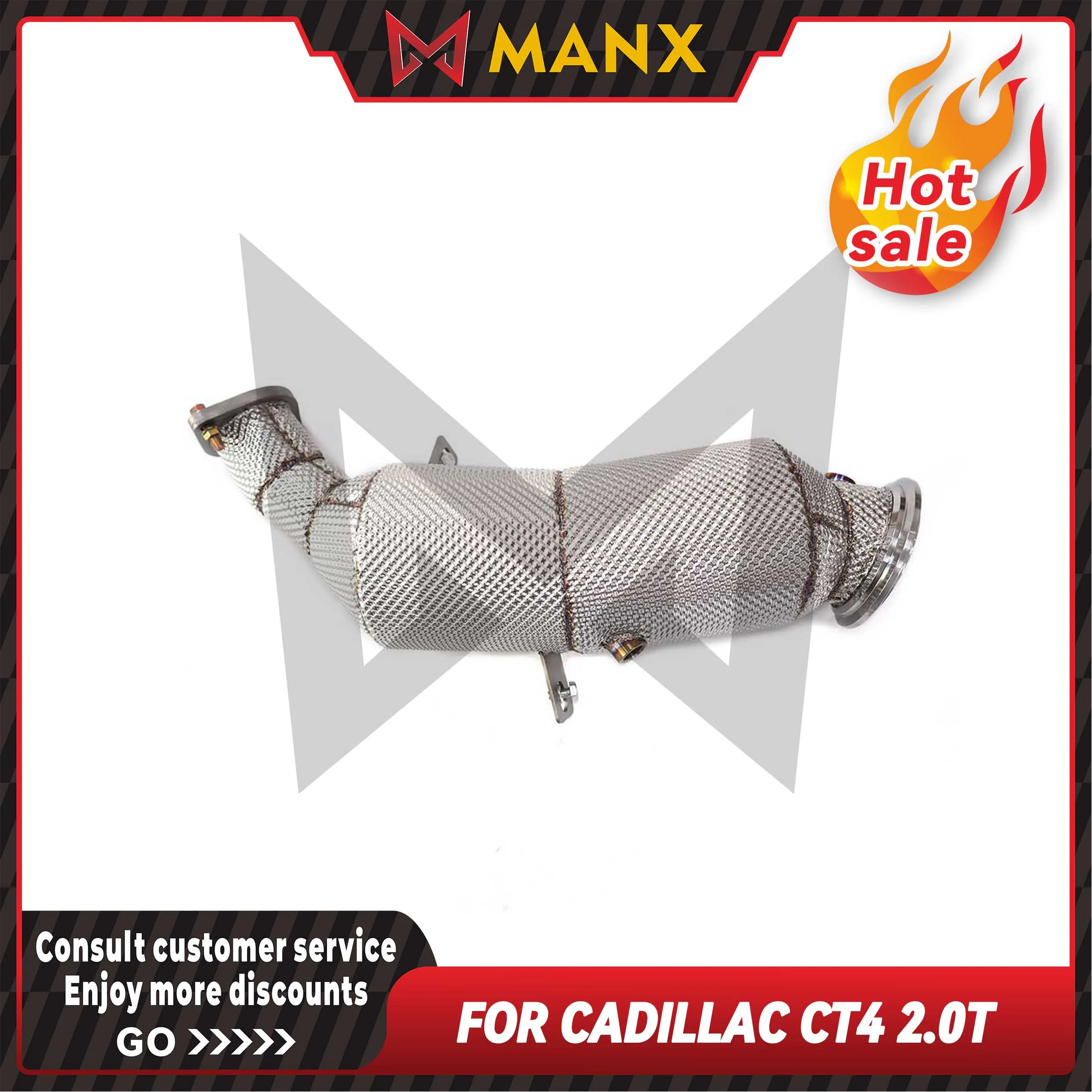 MANX Catalyzed Downpipe Catless Downpipe For Cadillac CT4 2.0T Car Exhaust system High Performance pipe