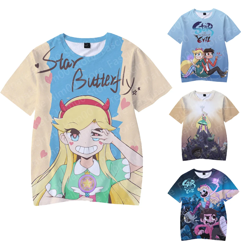 Disney Star vs. the Forces of Evil Star Butterfly T-shirt Children's Summer Casual Entertainment Short-Sleeved Top Plus Size