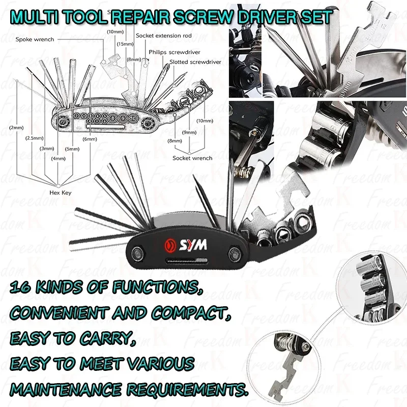 For CRUI SYM 300 GTS 300i 250 JOYMAX Z 125 250 300 MAXSYM 400i TL500 TL508 Accessories 16 IN 1 Repair Tools Screwdriver