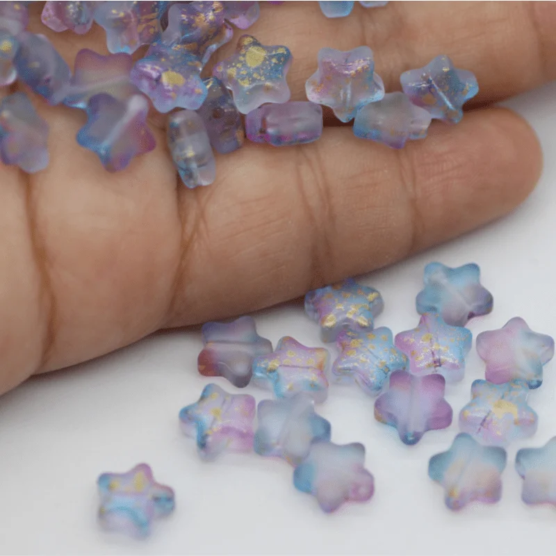 20pcs/pack New Bracelet Earrings Star Shaped Beads High-quality Accessories Frosted Color DIY Pentagram 8mm Glass Beads