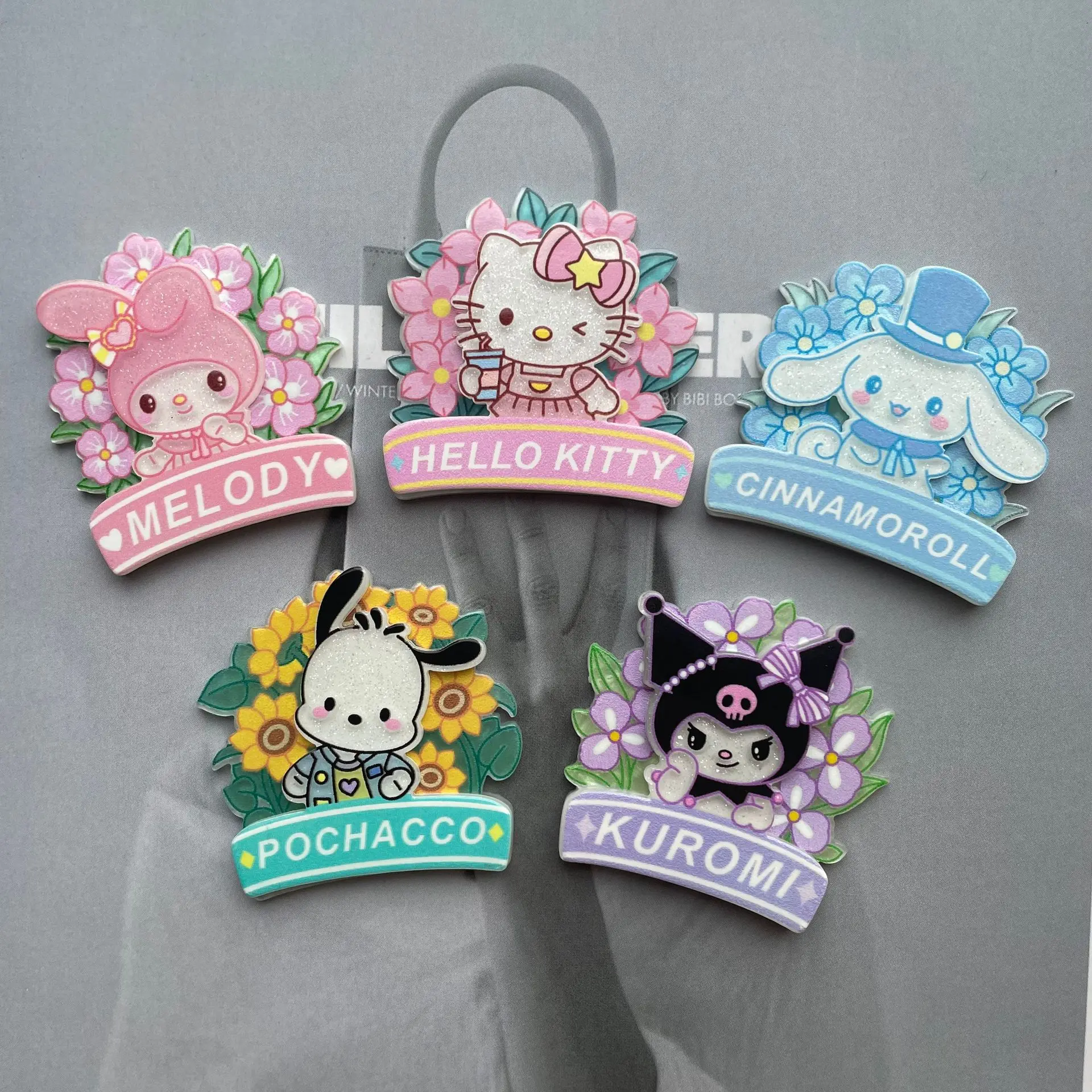 

New Cartoon Creative Sanrio Hellokity Large Patch Acrylic DIY Hair Clip Brooch Chest Badge Refrigerator Sticker Accessories