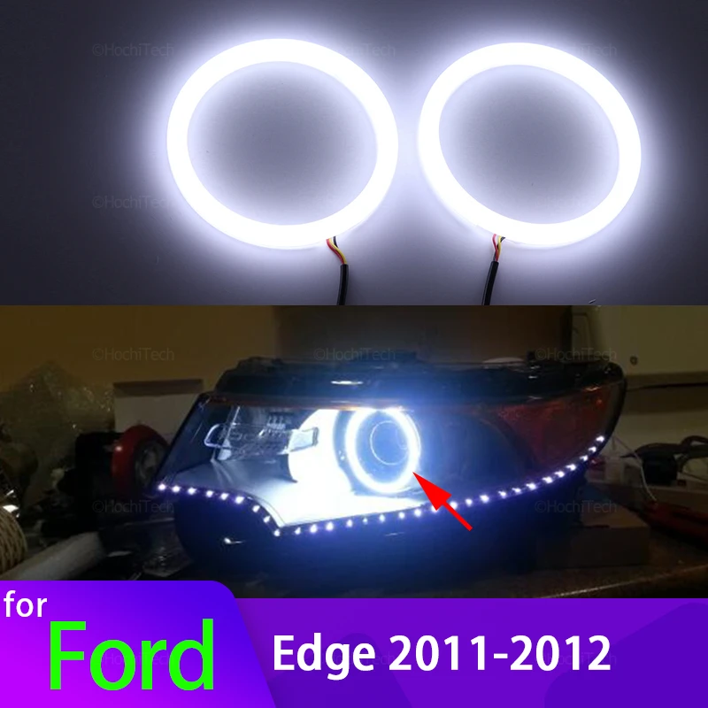 For Ford Edge 2011 2012 Car Accessories 6000K White SMD Cotton Light LED Angel Eye Ring Kit, 2 Years Wattanty