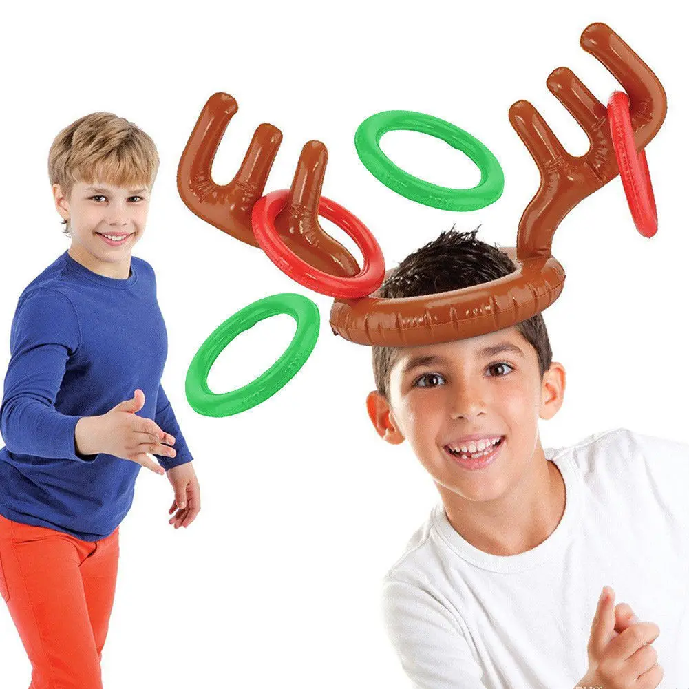 

Get Festive with Christmas Decorations: Inflatable Antlers and Throwing Ring Toys for Endless Fun