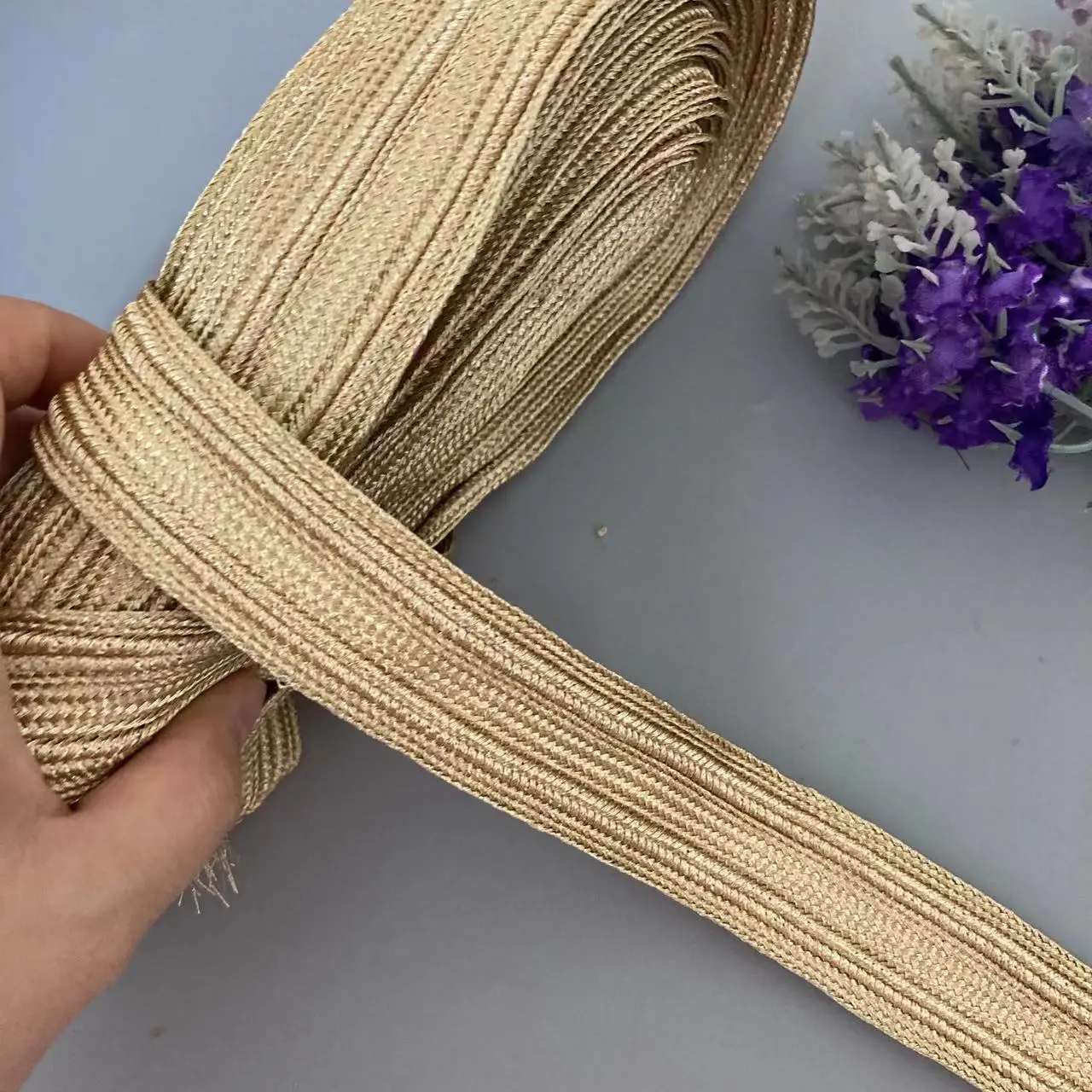 1 Yard 2.5cm Lace Trim Ribbon Gold Thread Webbing Ethnic Style Clothing Webbing Embroidery Sequin Fabric Jacquard Accessories