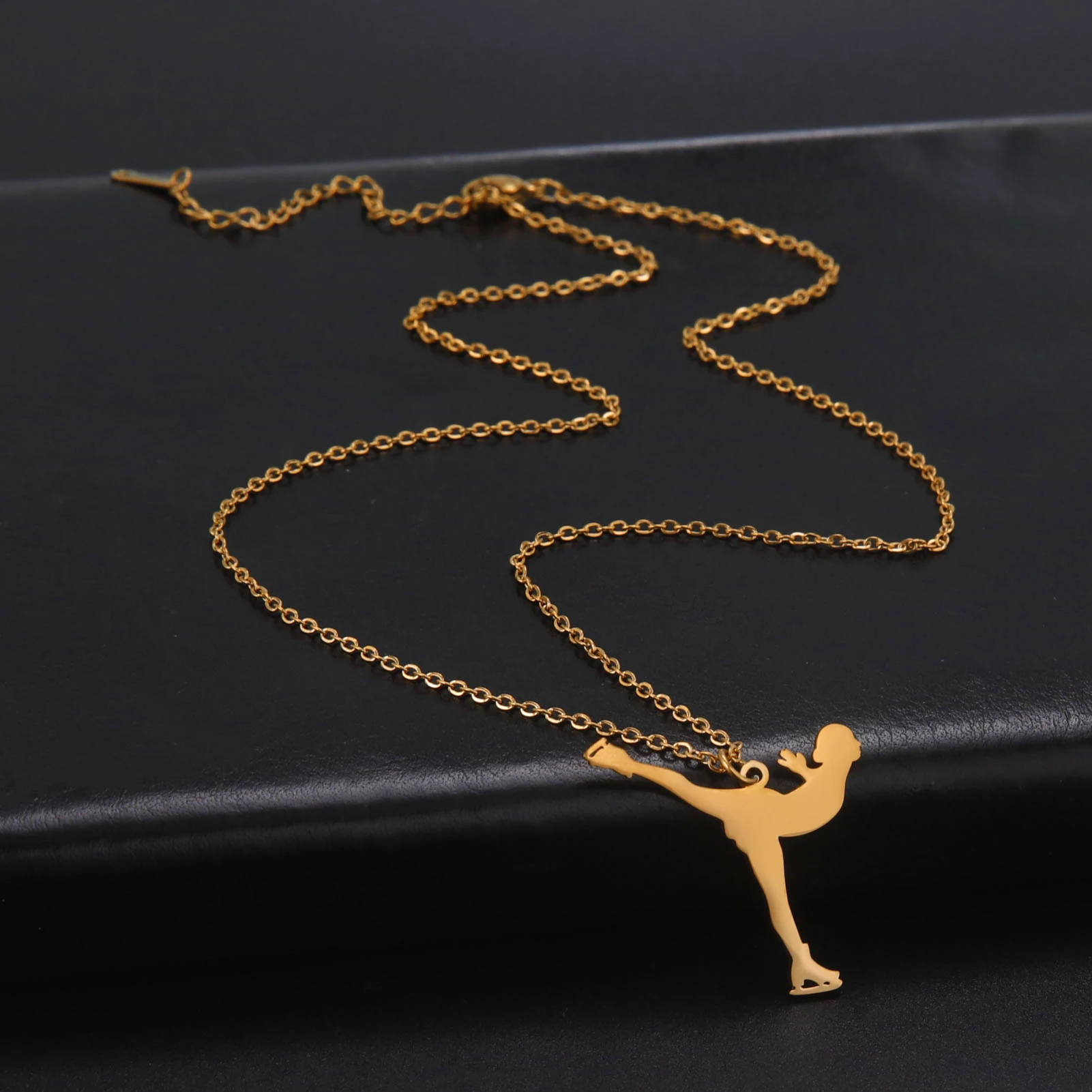 Jeshayua Figure Skating Stainless Steel Pendant Necklace For Women Fashion Jewelry Party Women\'s Personality Necklace